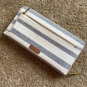 Blue and White Stripped Wristlet